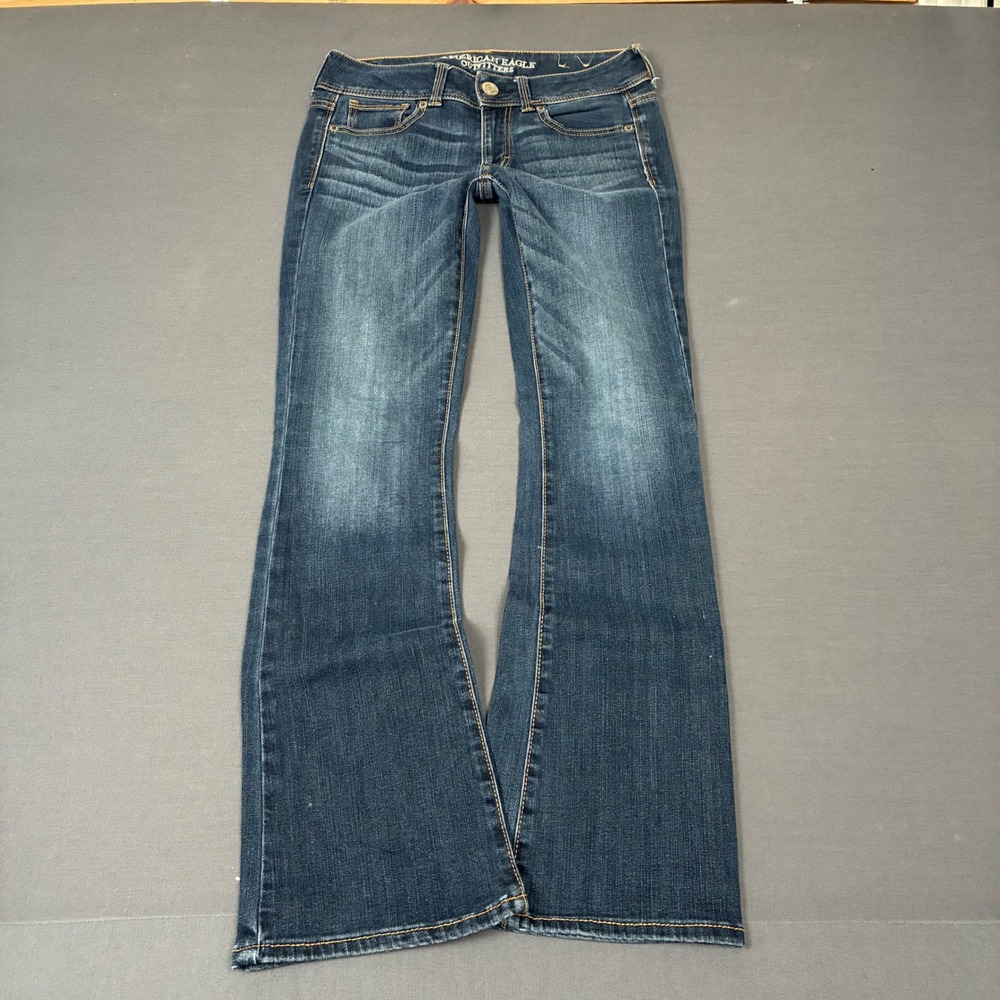 Y2K American Eagle Kick Boot Cut Dark Wash Stretch Jeans Women's Size 2 (26x28)